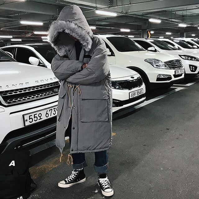 【予約販売】ロングダウンコート アウター ミリタリー ロング丈 メンズ ファーフード付き ブラック グレー 防寒 お洒落 こなれ感 ベーシック 秋冬 大きいサイズ M/L/XL/2XL