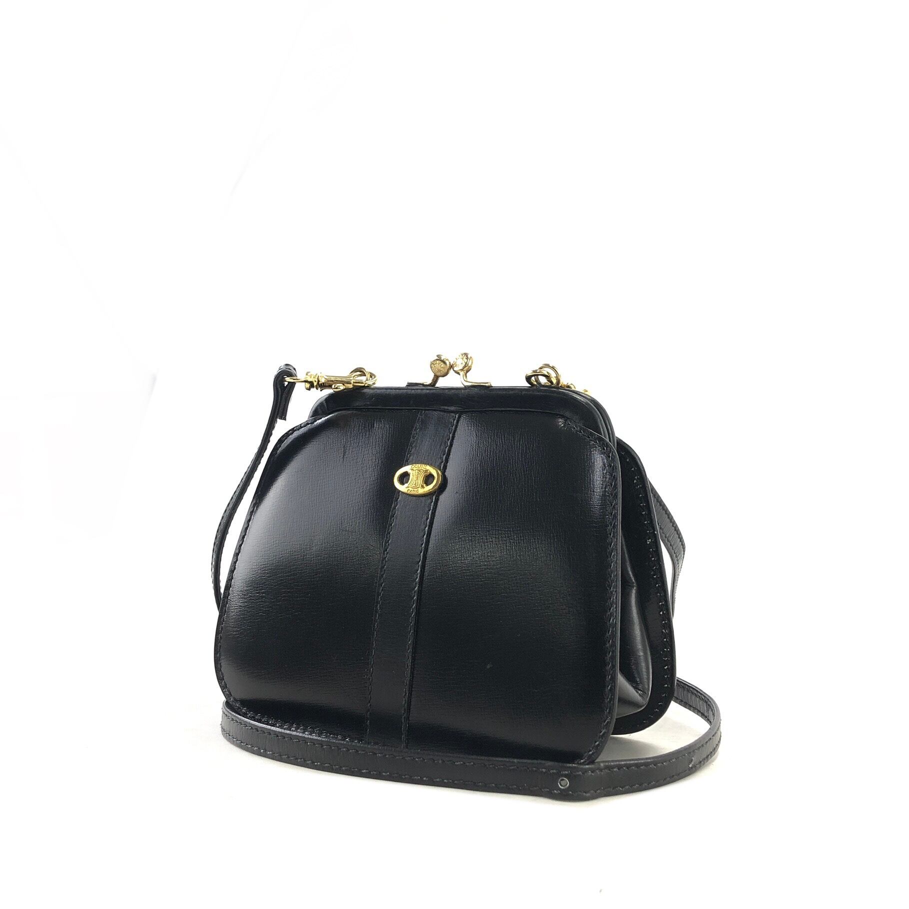 CELINE セリーヌ トリオンフ レザー がま口 ミニバッグ ショルダー