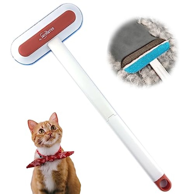 JUPAWTER 猫抜け毛取りブラシ 猫毛取りブラシ 猫用抜け毛クリーナー 繰り返し使える カーペット/衣類/寝具/ソファー用 オレンジ