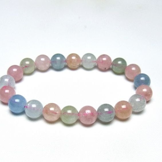 ミックスカラーベリル ブレスレット 10mm 一点物 メール便可 [M便 1/10] 111-48923
