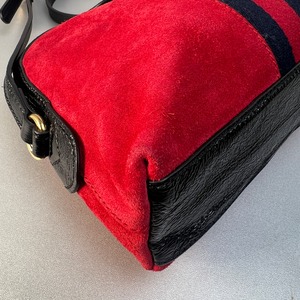GUCCI グッチ オフィディア ドーム  スエード レザー  ショルダーバッグ レッド A-11281