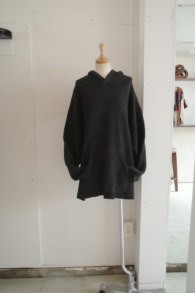 black knit hoodie