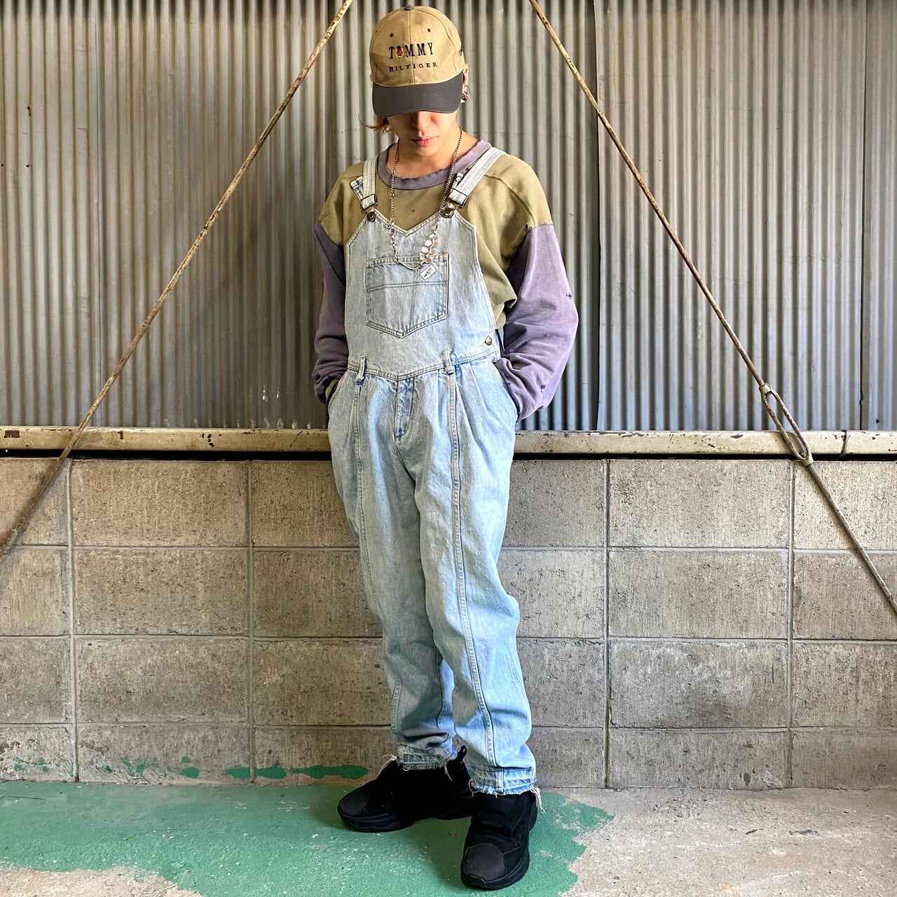 80〜90年代 USA製 GUESS ゲス カットオフ デニム オーバーオール 