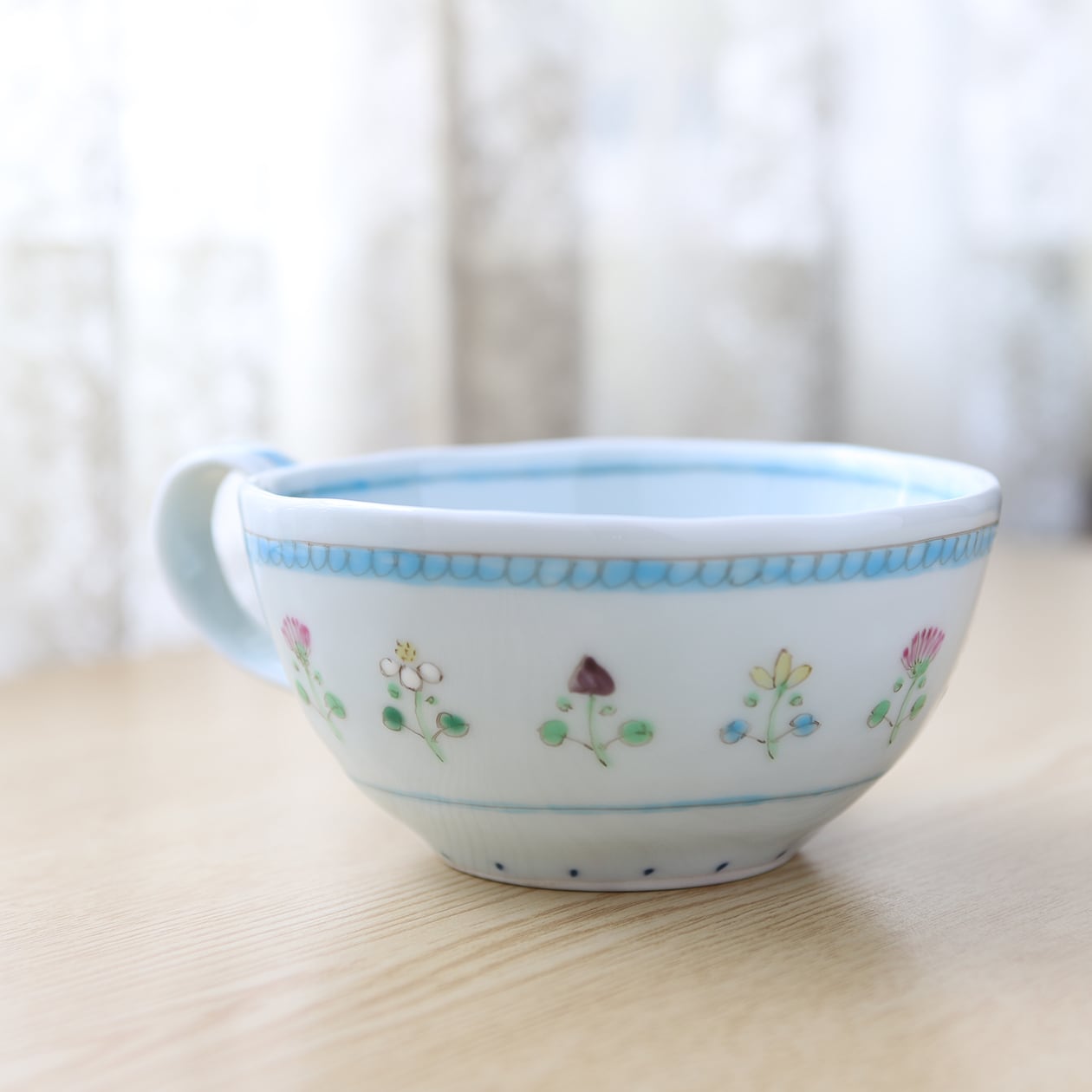 藍水 花暦（水色）カフェボール うつわ藍水（波佐見焼） | にっこう