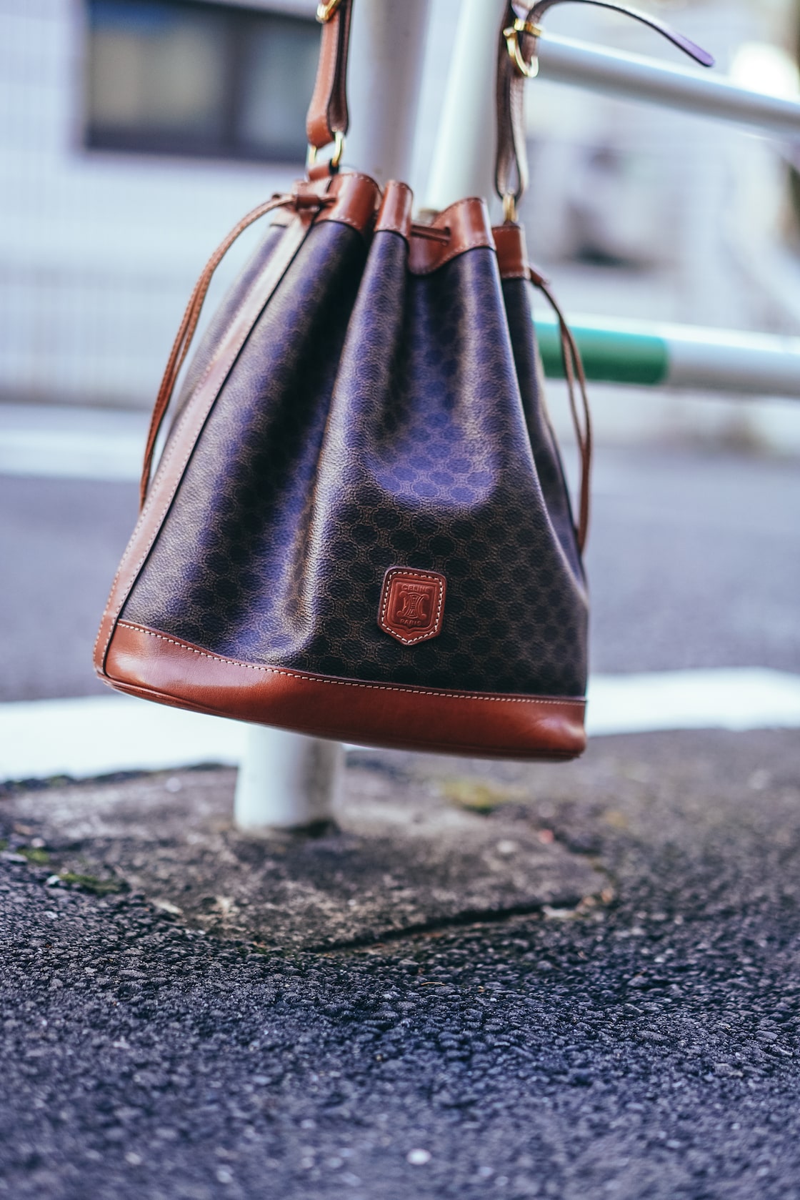 CELINE セリーヌ マカダム トリオンフ ショルダーバッグ 巾着 バケツ型  