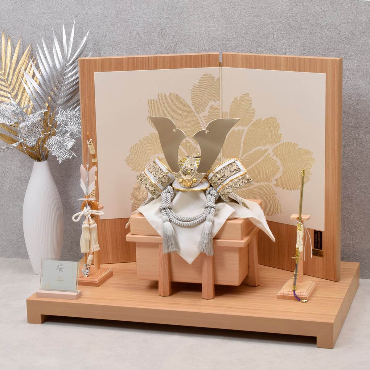 兜飾り【竹雀之兜】シャンパンゴールド｜おしゃれ｜コンパクト｜五月