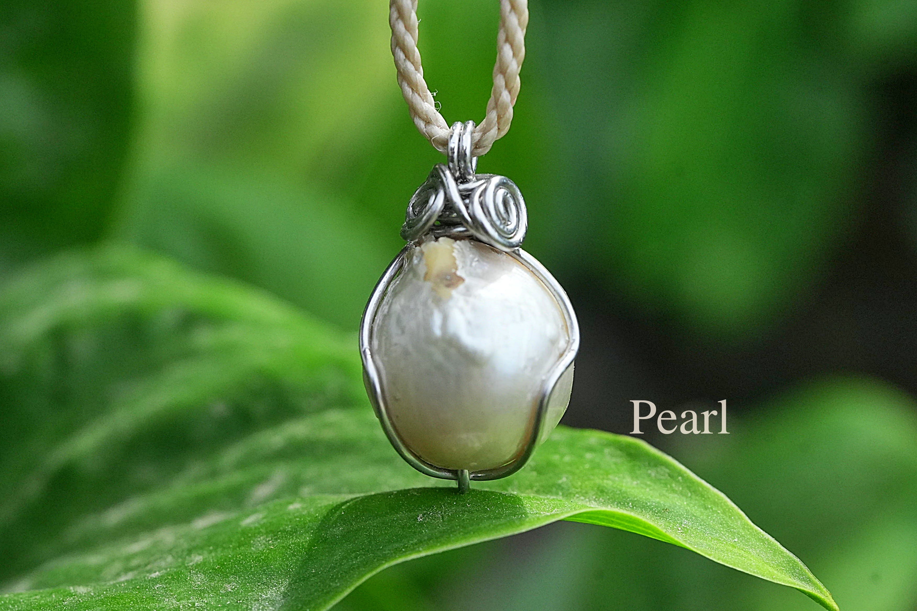 ぷっくり真珠★wire wrapping 大きなパールネックレス 2554