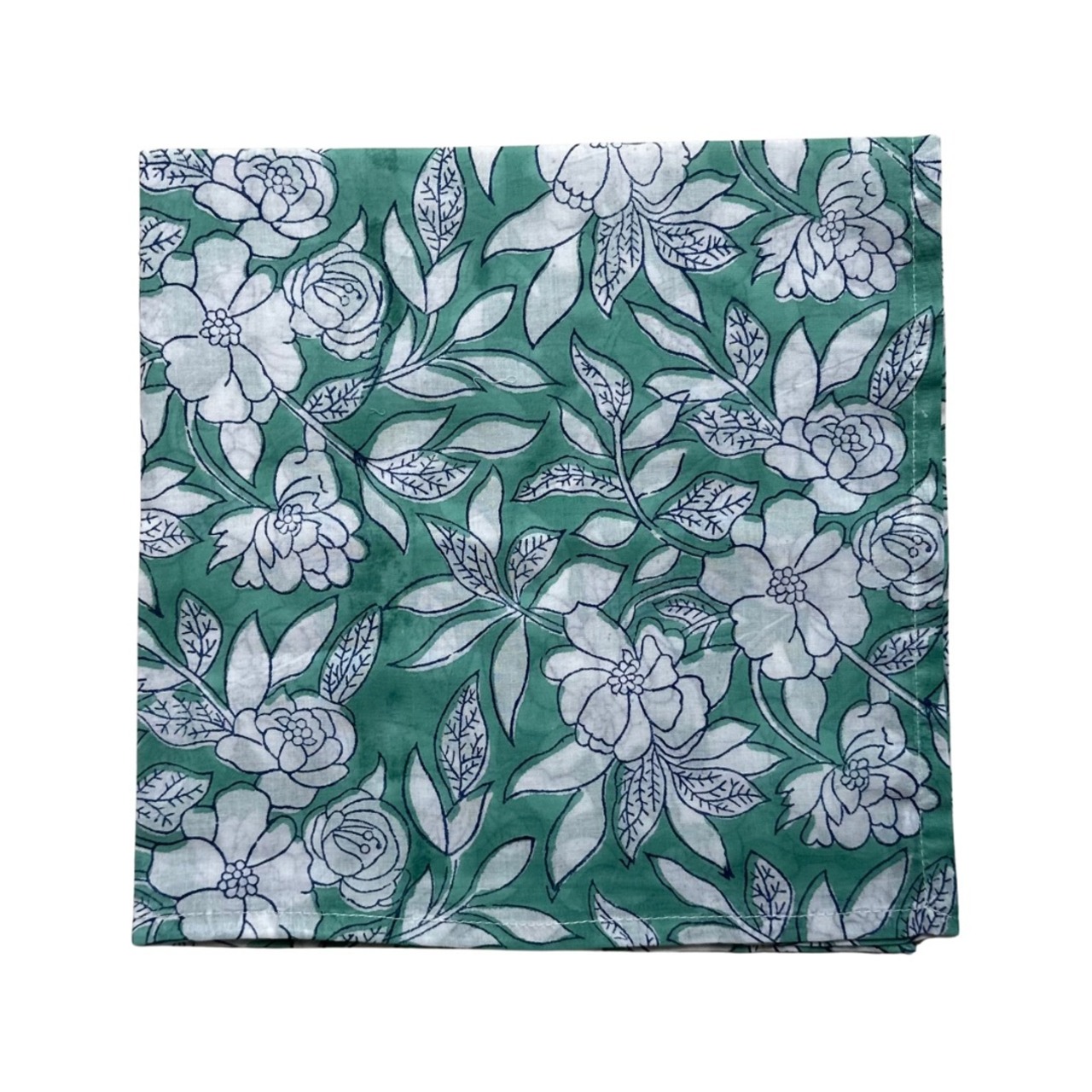 No.71 | インドの木版染めハンカチ | グリーン