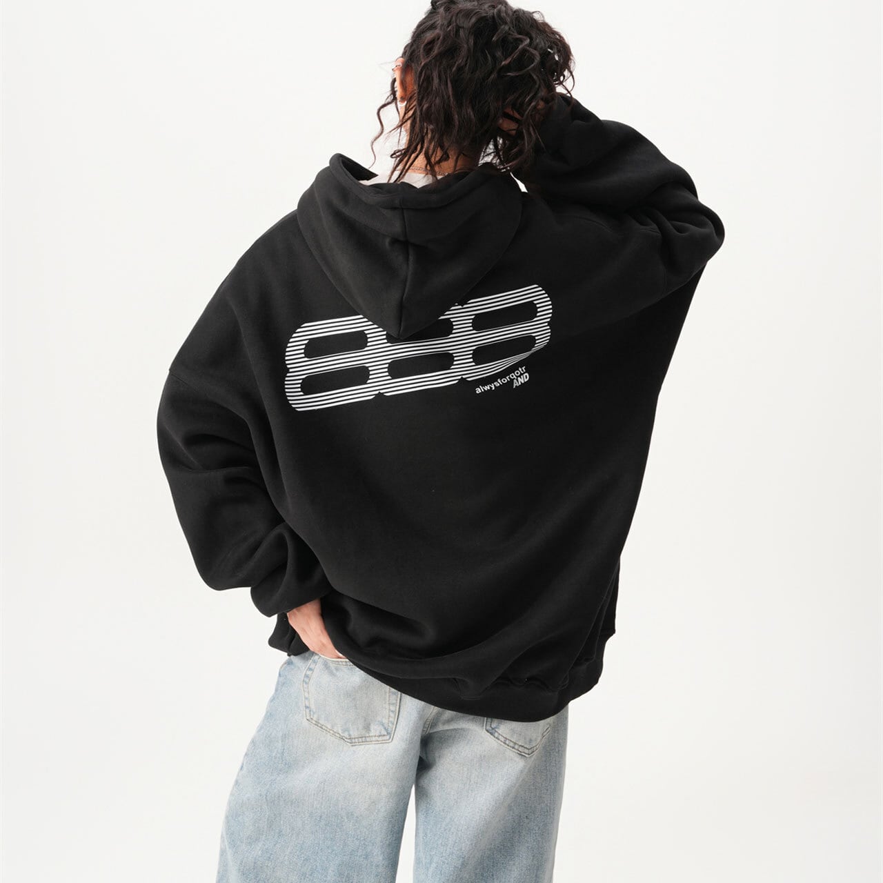 バックロゴオーバーシルエットフーディ 3col R00947