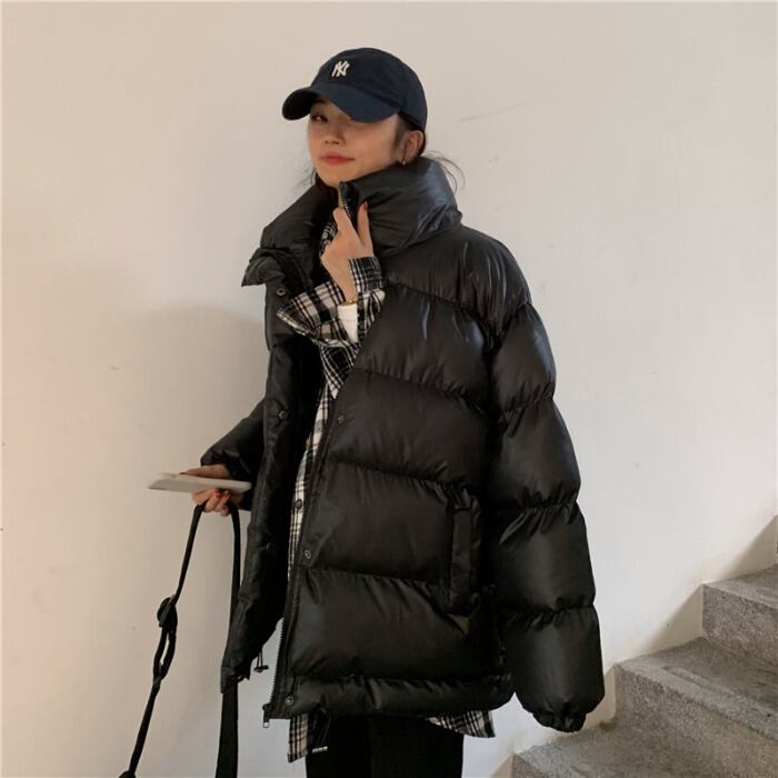 オータムウィンターブラックジャケット ルーズレディース コットン 秋物 冬物 クレセントシティ36357959927