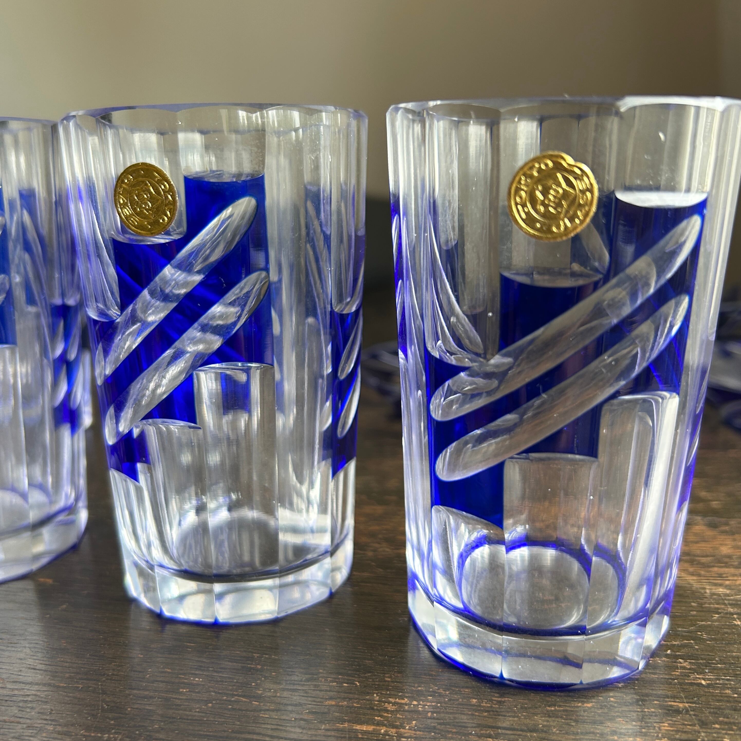 ヴィンテージ  被せガラスのグラス＆ソーサーセット