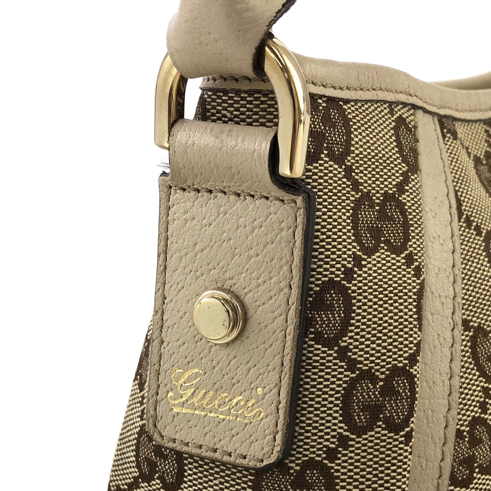 GUCCI グッチ GG キャンバス レザー ホーボー アビー ハンドバッグ