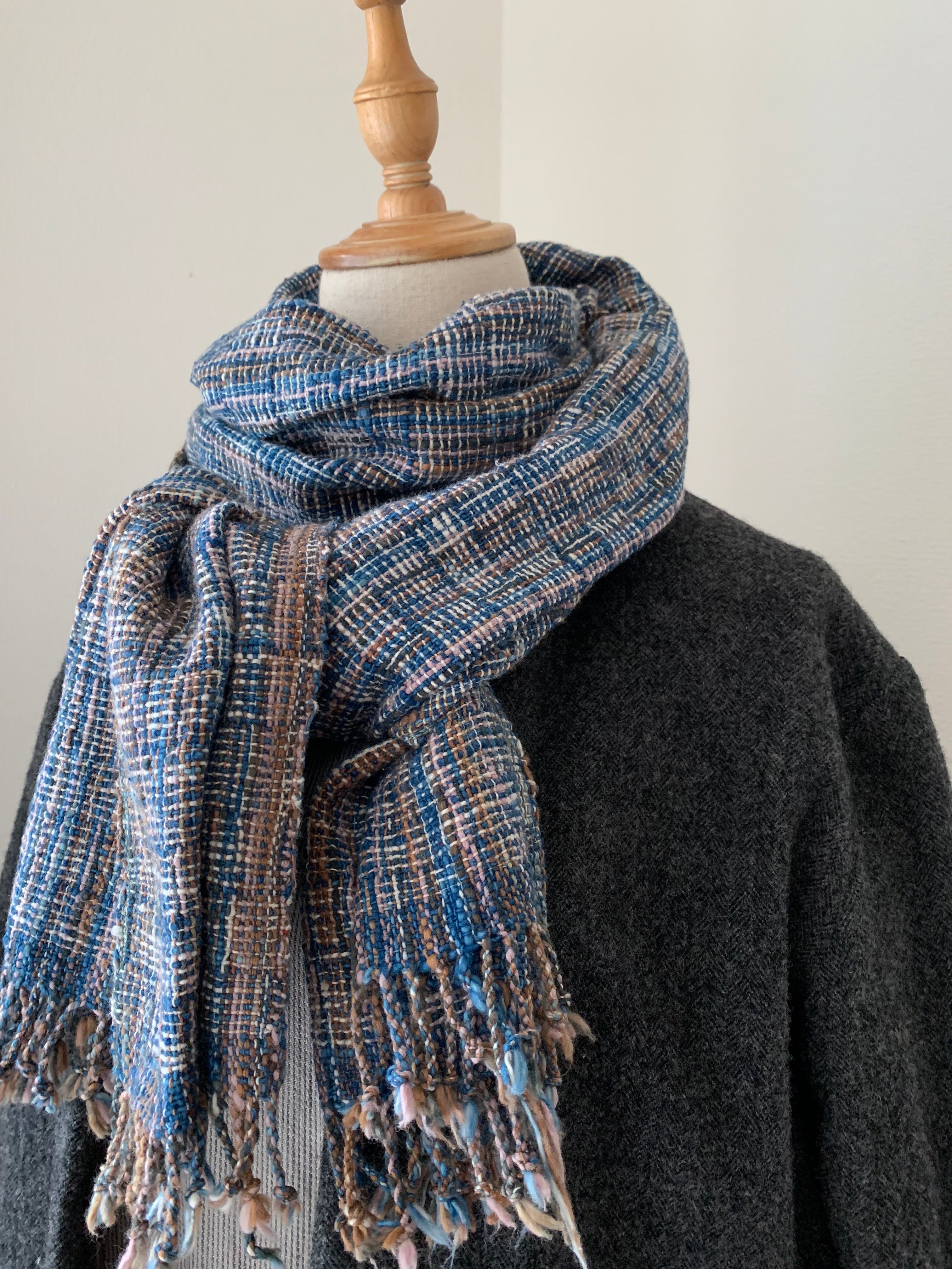 新品★うさとの服　巻スカート　ストール　コットン/ インディゴ草木染め 草木染め手紡ぎコットンストール | nuu