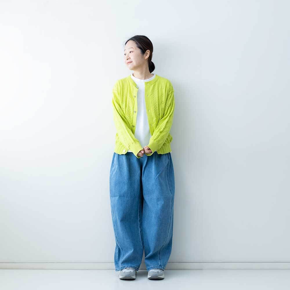 FIL DE FER リネンライクポリ アイレット柄カーデ