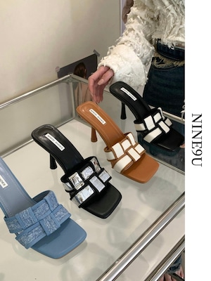 braid flare-heel chic sandal 4color【NINE7793】