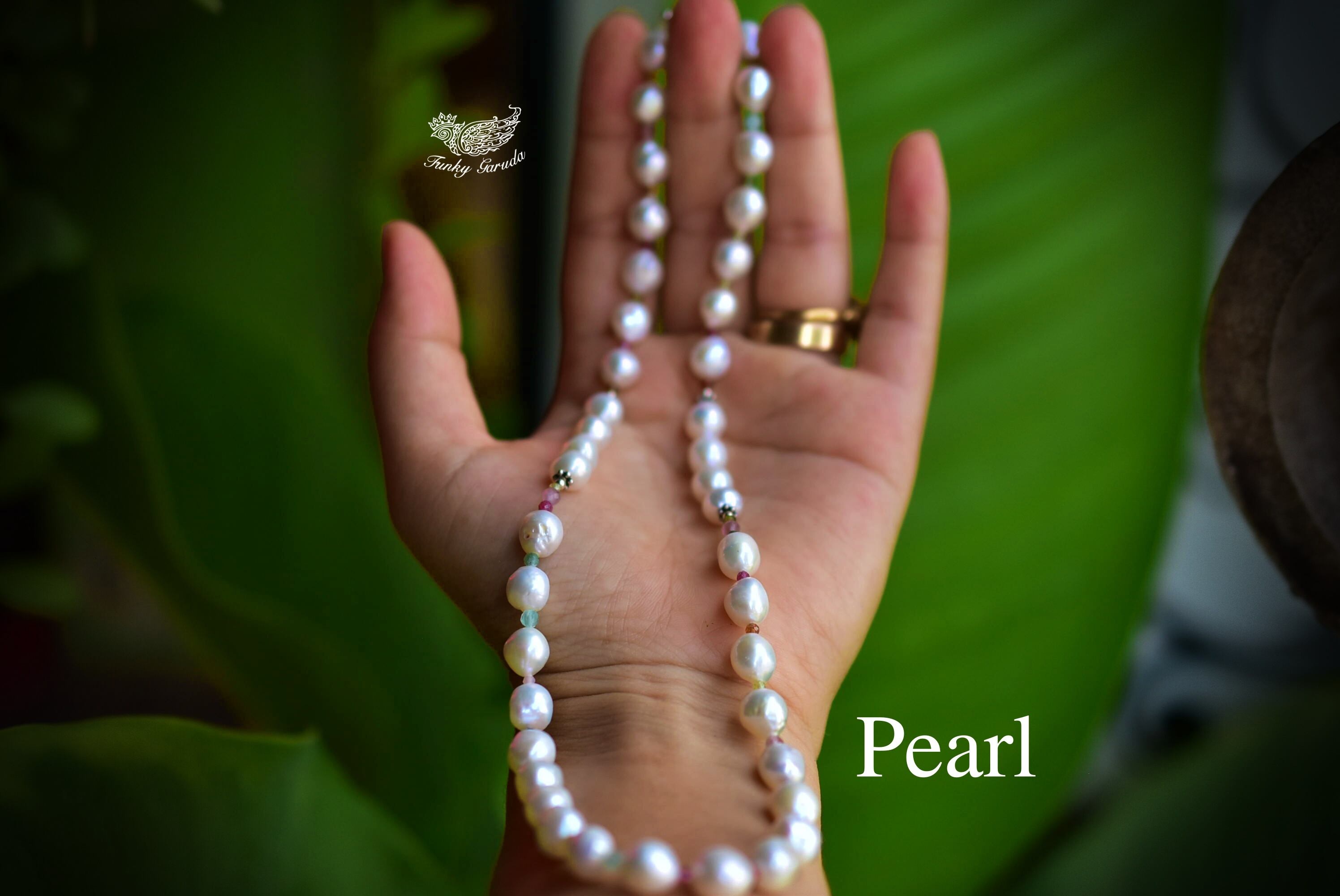 ホワイティルージュ★真珠パール +トルマリンネックレス 345