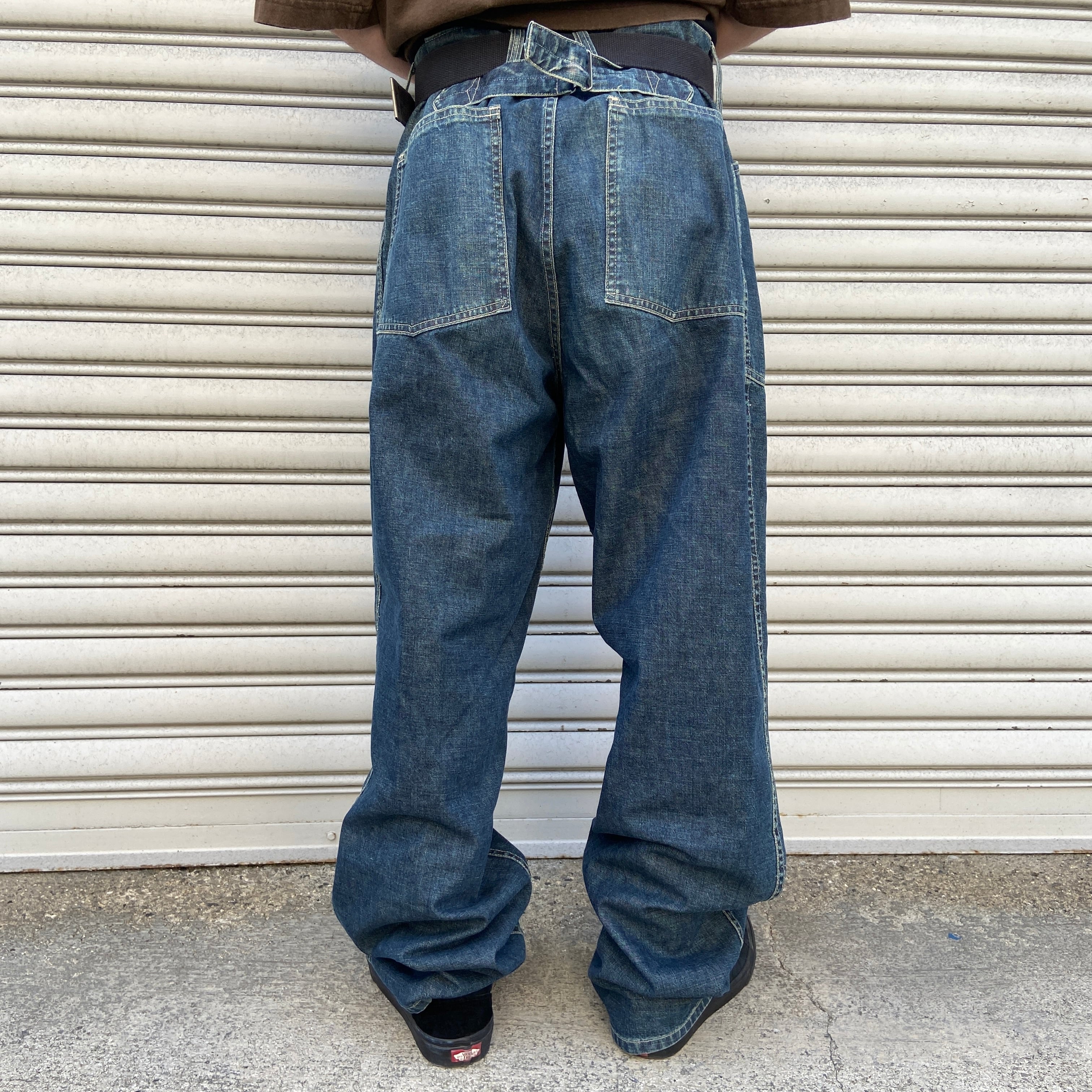 送料無料』90s USA製 RRL シンチバックデニムワークパンツ ラルフ 