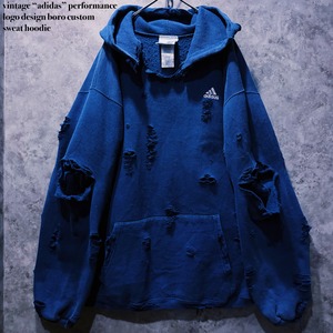 【doppio】vintage “adidas” performance logo design boro custom sweat hoodie