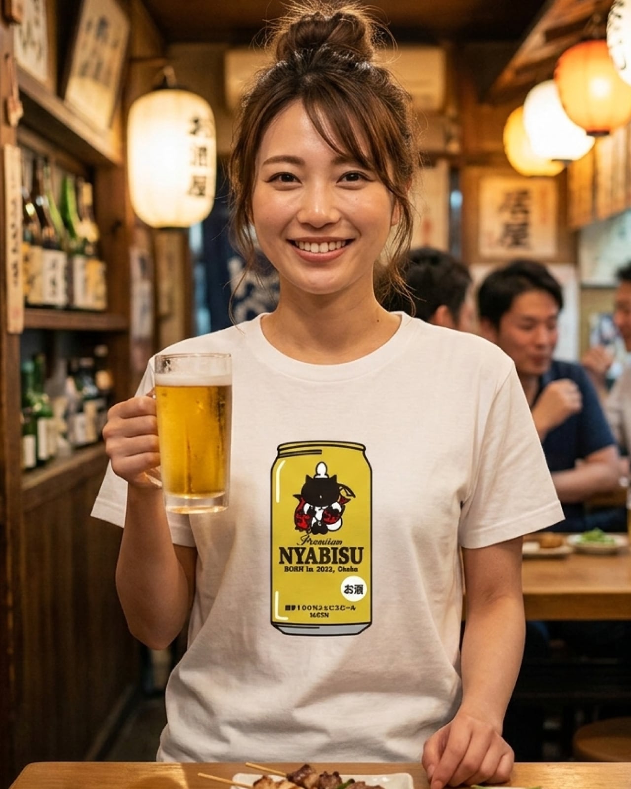 ニャビス】ユニセックスTシャツ ホワイトのみマジックマインド