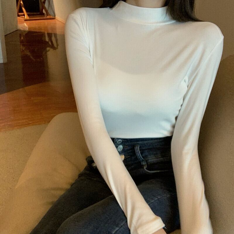 カラーTシャツ オータムウィンターソリッド 薄手トップス ロング 秋物 冬物 ソリッドカラー ガールズファッション99315530554