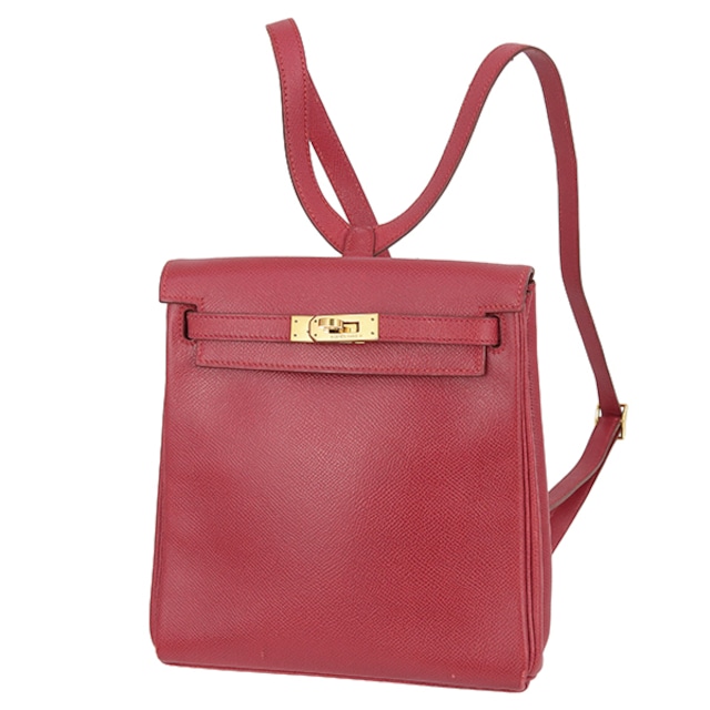 Used HERMES エルメス ケリーアドPM クシュベル ルージュヴィフ イエローゴールド金具 リュックサック バックパック