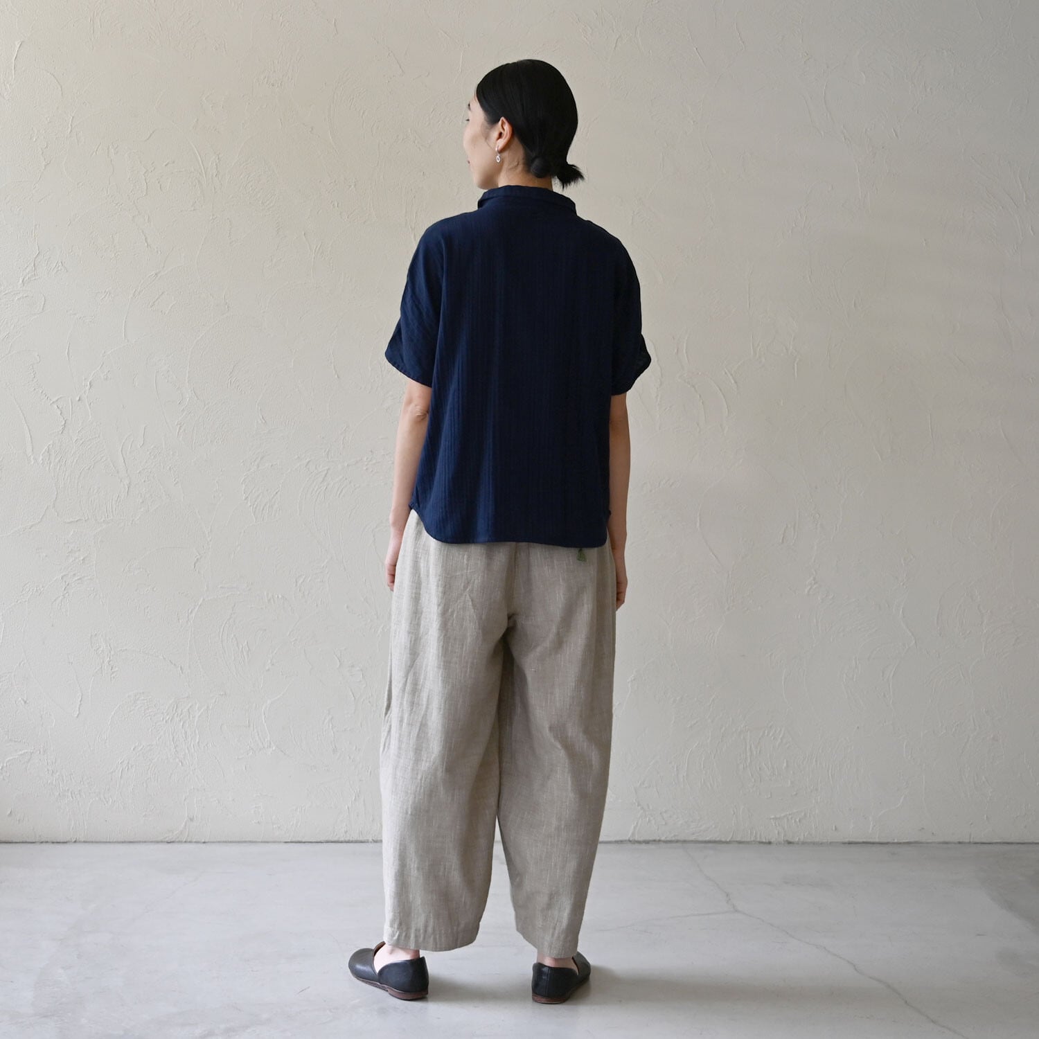 【sisam】ハンソデギャザーシャツ｜ダブルガーゼ コットン