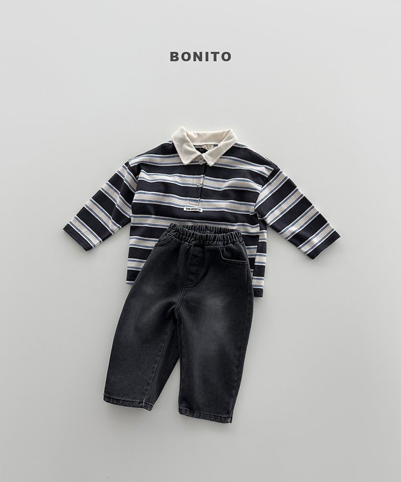 韓国子供服 / BONITO / 26Autumn / ストライプ襟付きTシャツ / 秋服 *12M~JM *