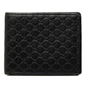 グッチ マイクログッチシマ 二つ折り財布 260987 ブラック レザー レディース GUCCI 中古