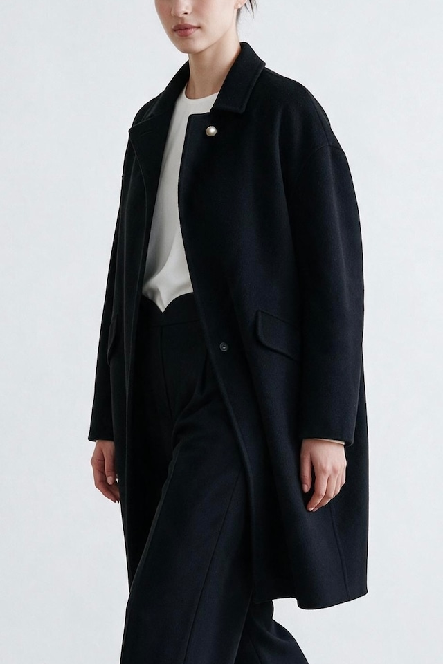WOOL CASHMERE PEARL COAT BLACK