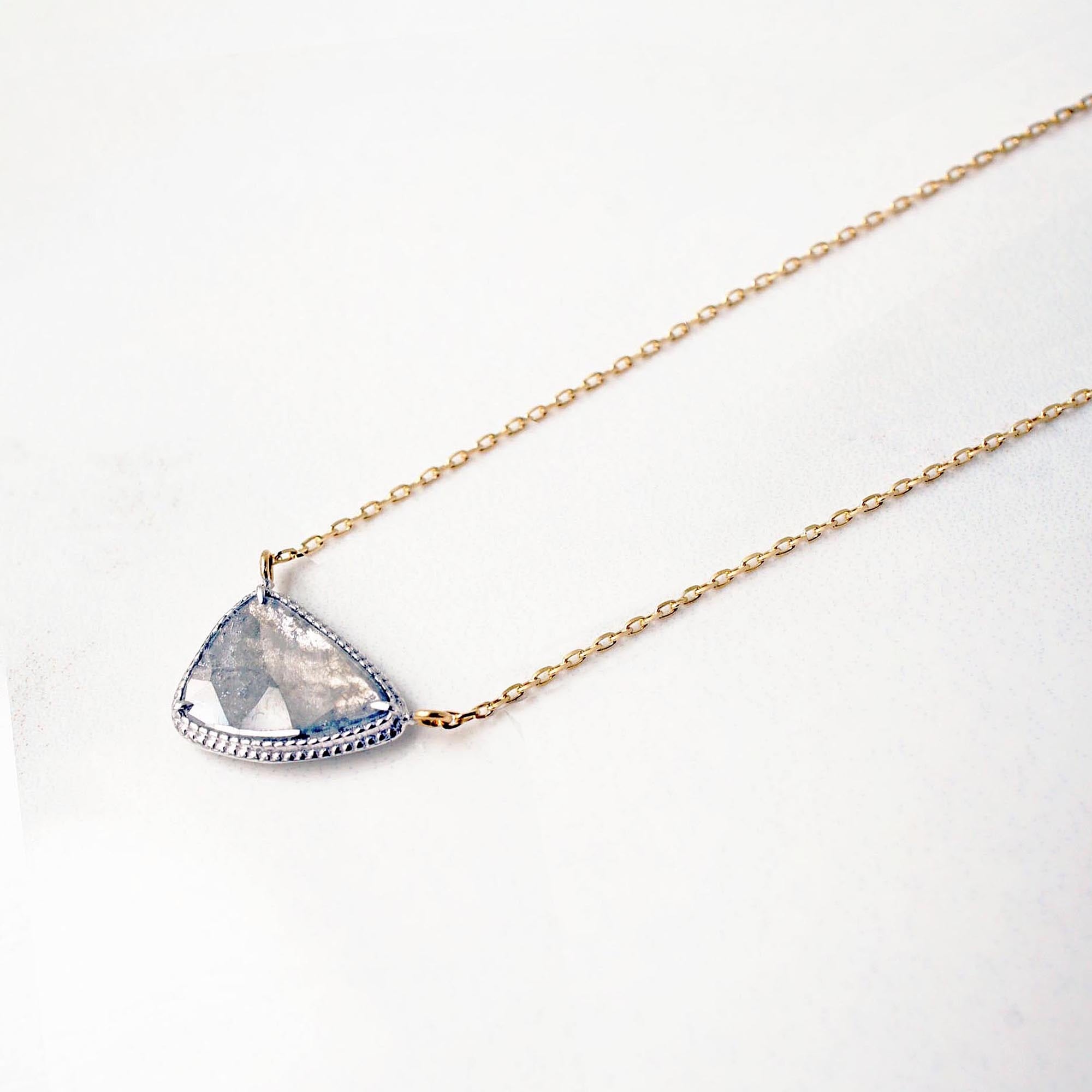 Gravity / Sliced Diamond Necklace / White & Yellow Gold（N211-YWD）
