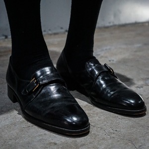 【add (C) vintage】"BALLY" Black Leather Monk Shoes