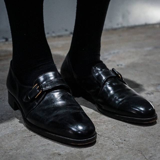 【add (C) vintage】"BALLY" Black Leather Monk Shoes