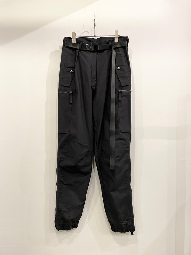 pre-fix multi parts cargo pants with industrial belt - black