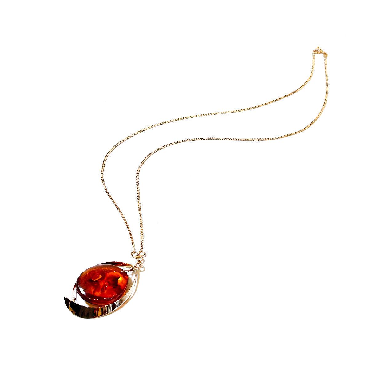 14K gold & amber design vintage necklace | PANIC ART MARKET