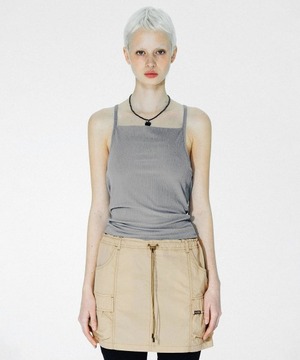 [SCULPTOR] Back Cowl Sleeveless Top Gray