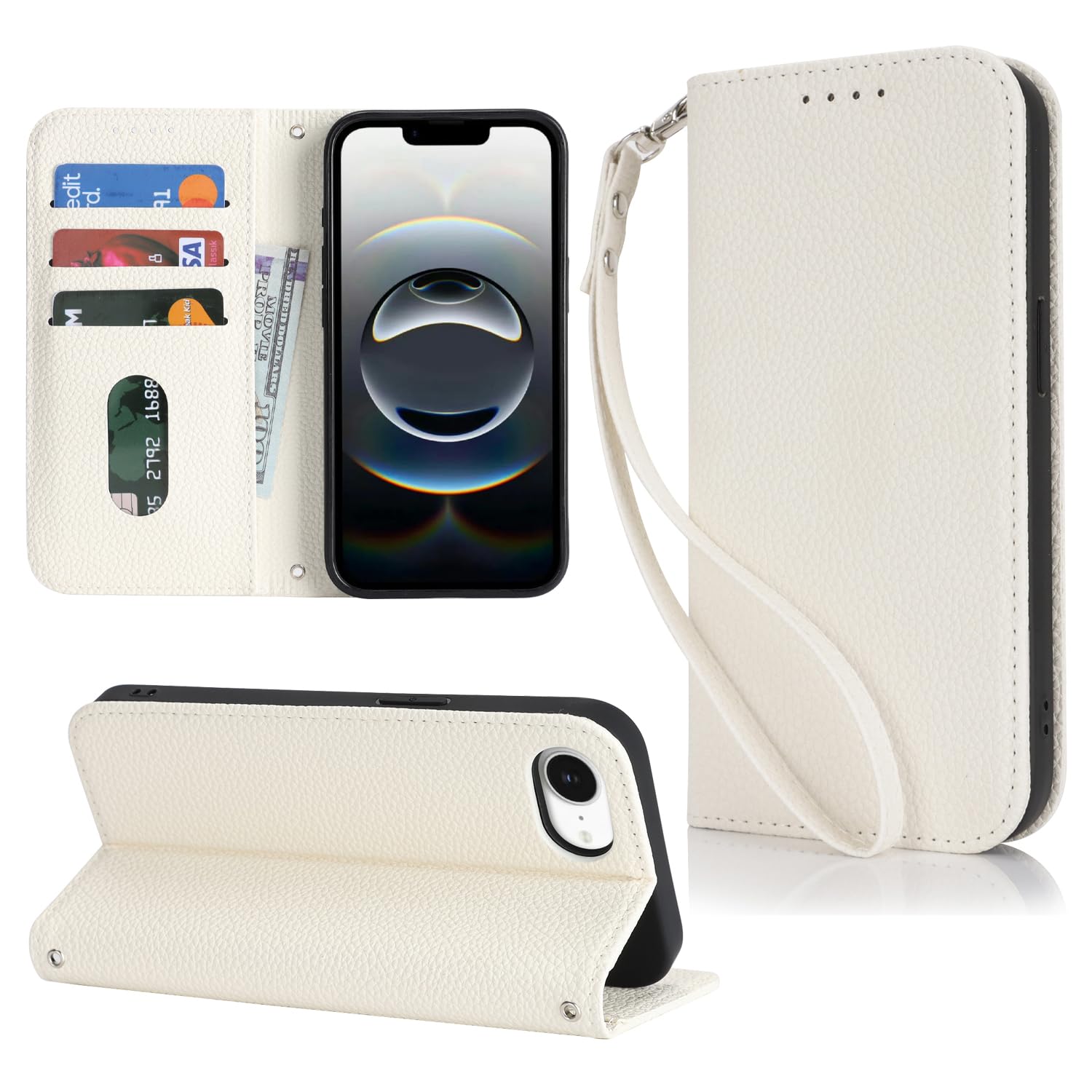 【Hamany】 対応 iphone 17e ケース 手帳型 iphone 16e ケース カード収納 あいふおん17eケース -しろ