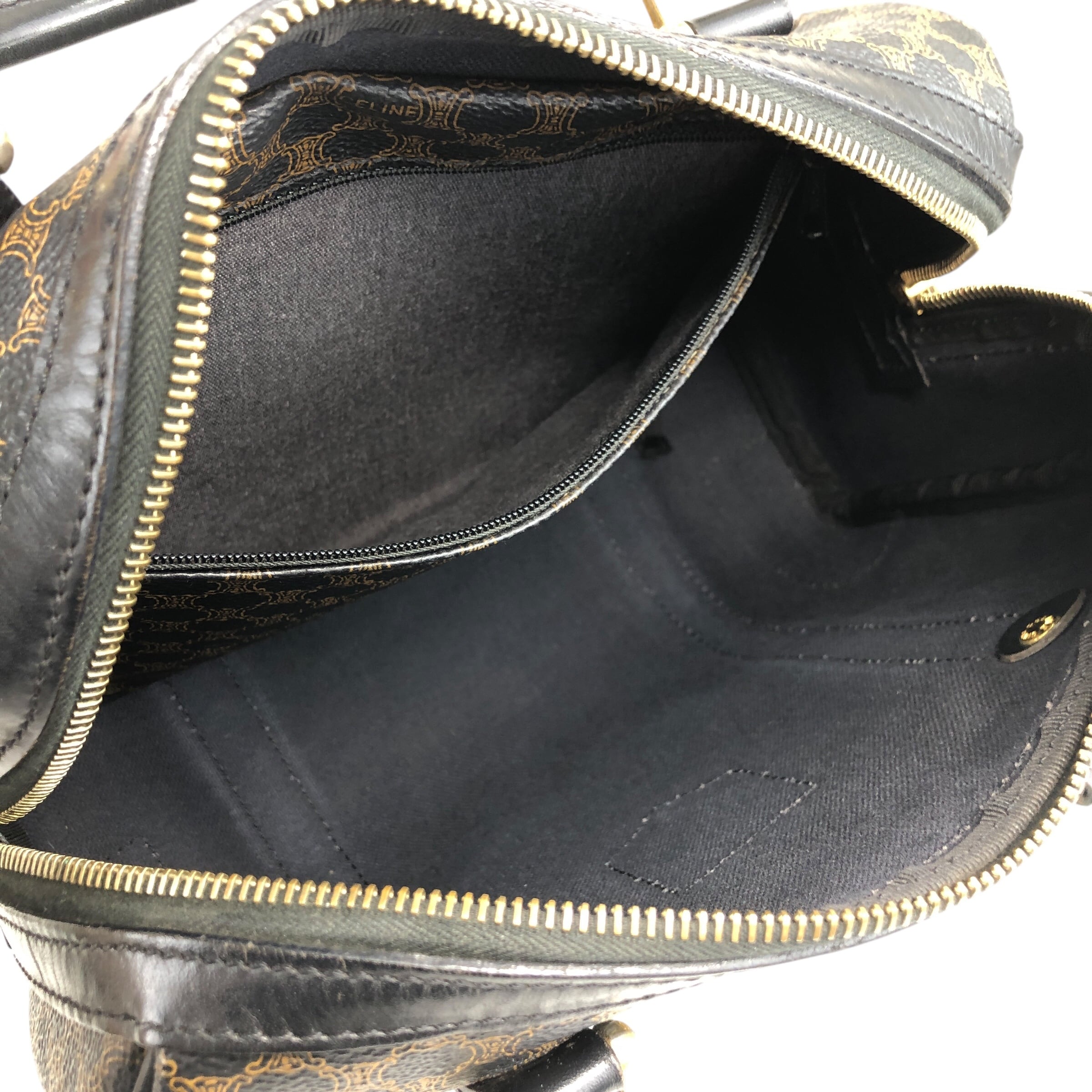 CELINE セリーヌ マカダム ハンドバッグ ブラック ブラゾン型押し PVC