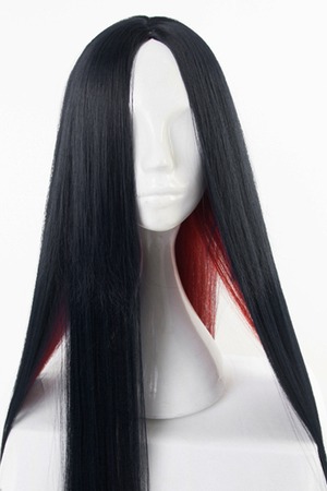 コスプレ耐熱ウィッグ ブラック レッド インナーカラー 2トーン センター分け ワンレン ロング キャラクターウィッグ ★宝石の国/ボルツ 等 ★即納品★