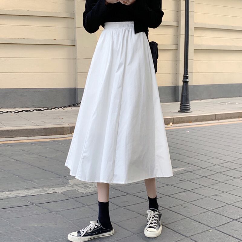 ホワイトスカート サマーハイウェストウェストAラインロング 夏物 スーパーモール46887701829