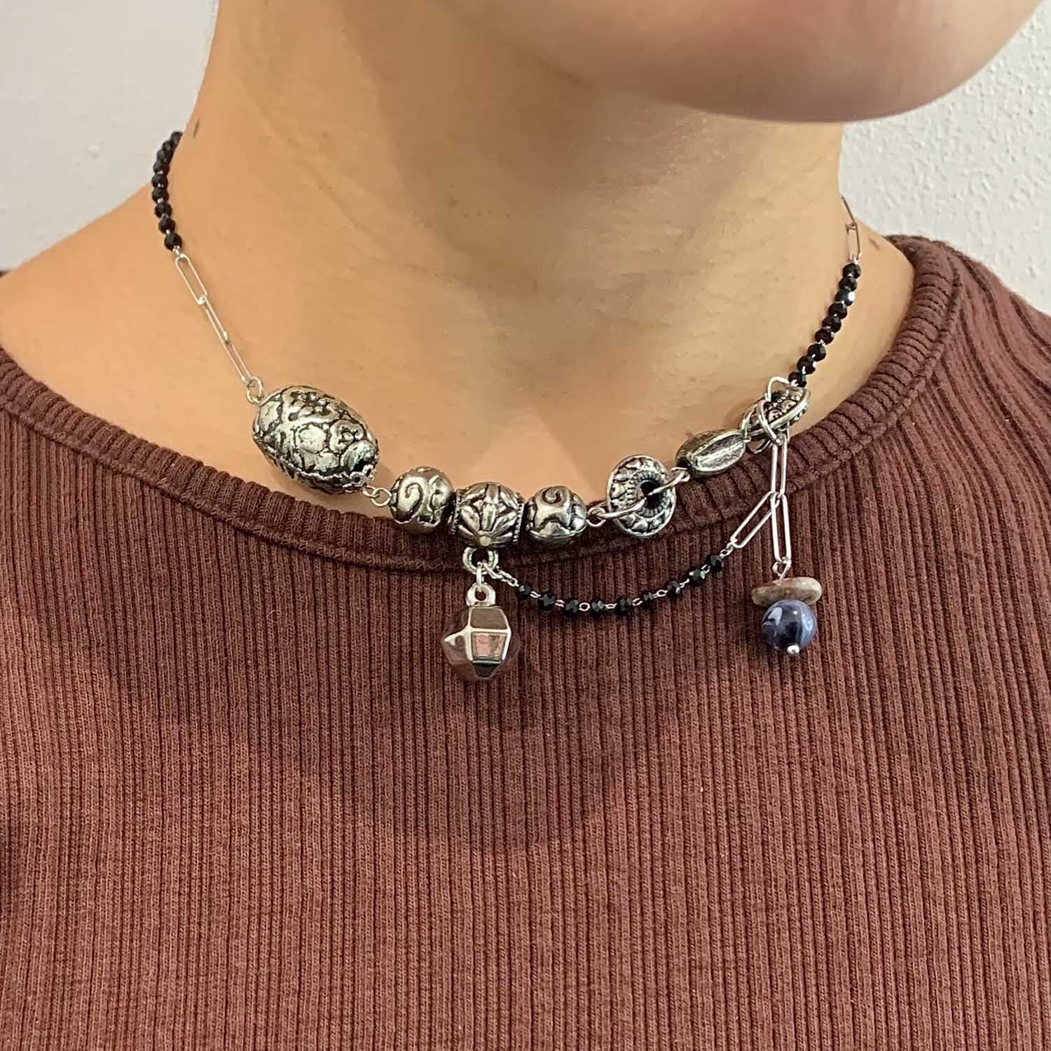 アンティーク風シルバービーズネックレス | Dua-アクセサリーパーツ