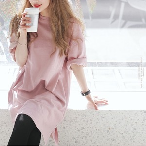 トップス ワンピース レディース 送料無料 Tシャツワンピース 七分袖 ロングTシャツ サイドスリットミディアム丈 クルーネック くすみカラー 襟なし クルーネック 袖あり ビッグシルエット オーバーサイズ Aライン かわいい 大人可愛い 大人 上品 おしゃれ お洒落 大人可愛い 大人女子 ラブリー キュート ガーリー 主役級 存在感 とろみ感 オフホワイト ベージュ 無地 春 夏 10代 20代 30代学生 デート お出かけ 女子会 休日 パーティー イベント リゾート トレンド 流行