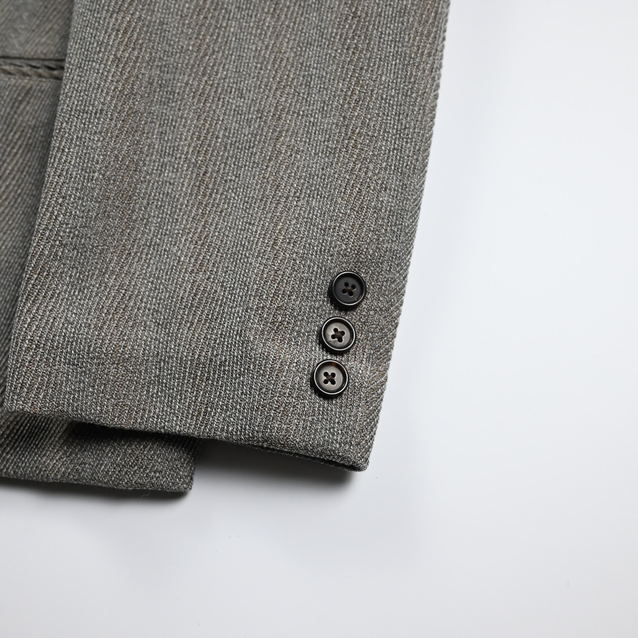 INTERIM / STRUCTURED DIAGONAL MELANGE WOOL DEADSTOCK PIPING DOUBLE JACKET