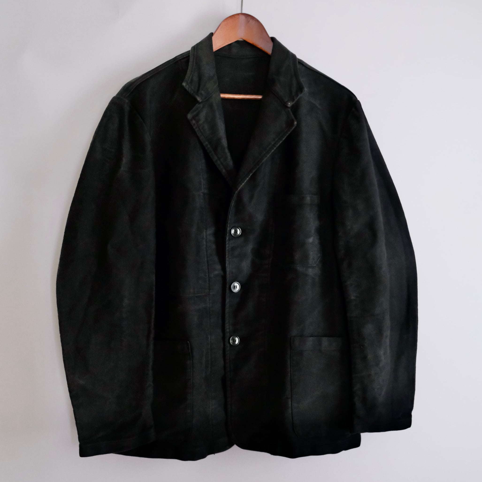 FRENCH WORK 】Black Moleskin Jacket / フランス ビンテージ ブラック