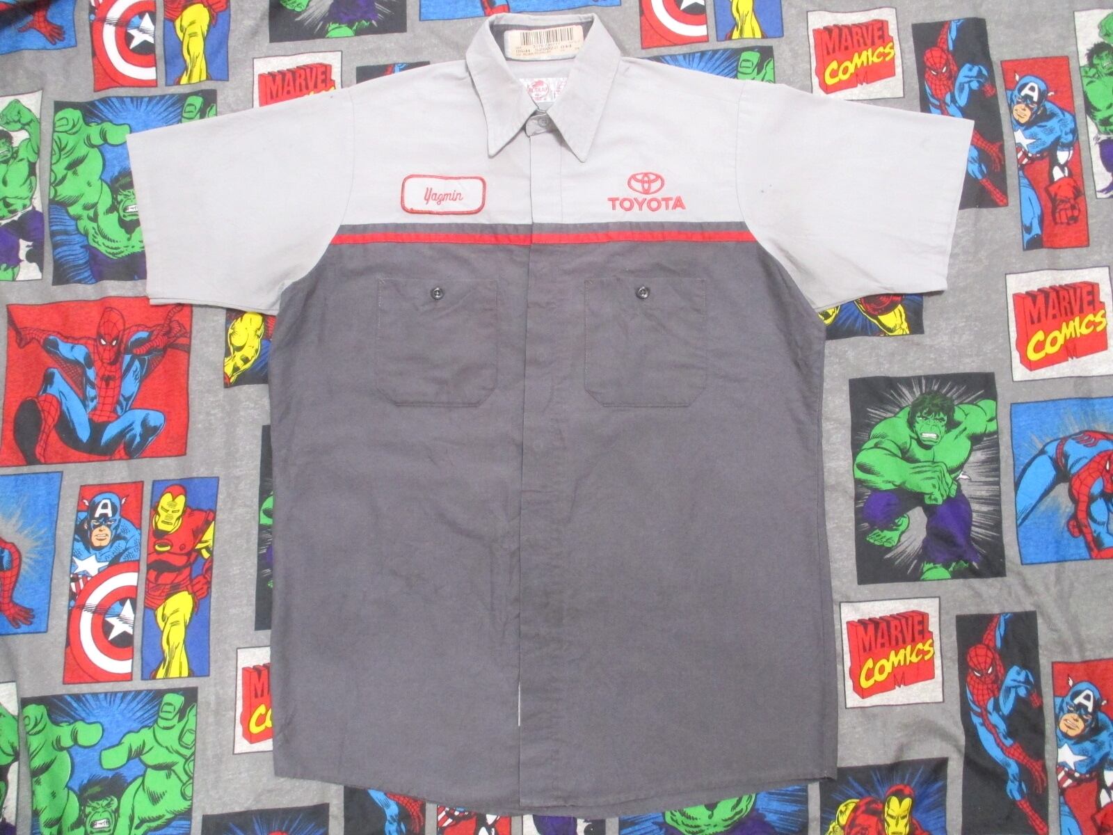 MITSUBISI PIAA RALLIART 企業ロゴ　刺繍　ワーク　シャツ REDKAP トヨタ ロゴ刺繍 半袖ワークシャツ M アメリカ古着