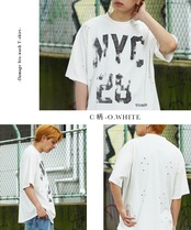 ＼SALE／◆ダメージ バイオウォッシュ加工 Tシャツ◆ms-8245-121