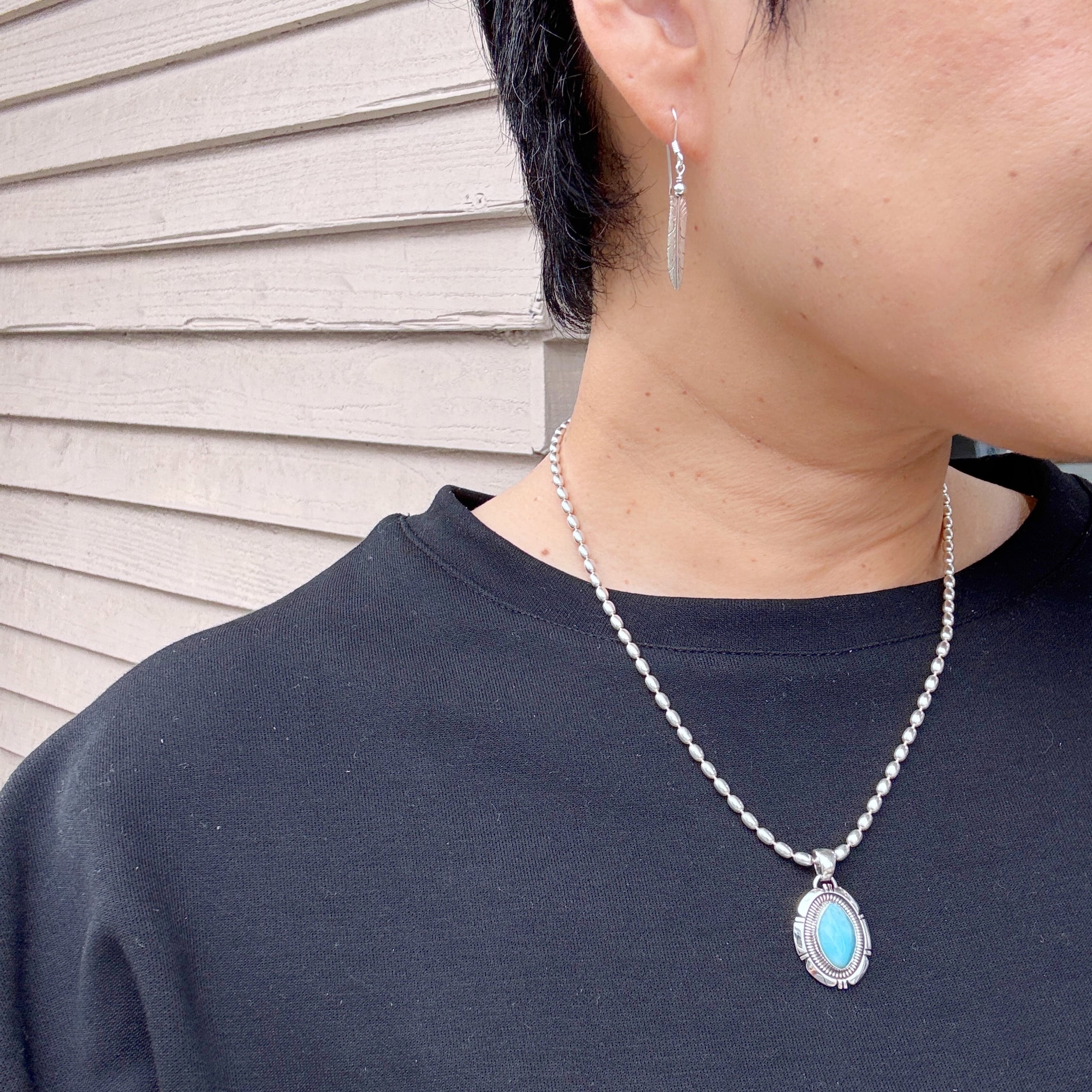 Indian Jewelry 》一点物 ラリマー マーキス ペンダント (チェーン