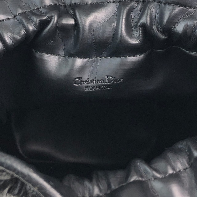Christian Dior クリスチャン ディオール ショルダーバッグ ブラック CD レザー 巾着 vintage ヴィンテージ オールド h6xtv8