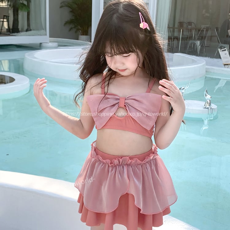 80㎝-130㎝】リボン 韓国風子供服 キッズ水着 女の子 ベビー 子供用