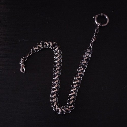 Antique Silver Double Links Watch Chain