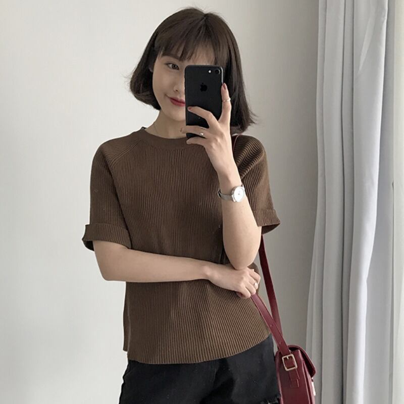 ストライプTシャツ シャツ スプリングサマーニットセーター ソリッド カラートップス 春物 夏物 ソリッドカラー YY-ファッション38926092911